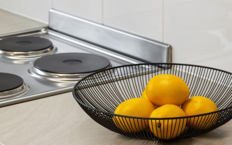 Lemons in a metal bowl on a kitchen counter beside an electric stove, highlighting freshness and simplicity. — Understanding